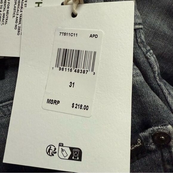 7 For All Mankind Gray Slim Straight Jeans STRETCH TEK SLIMMY IN AMPERSAND 31 - Picture 8 of 15